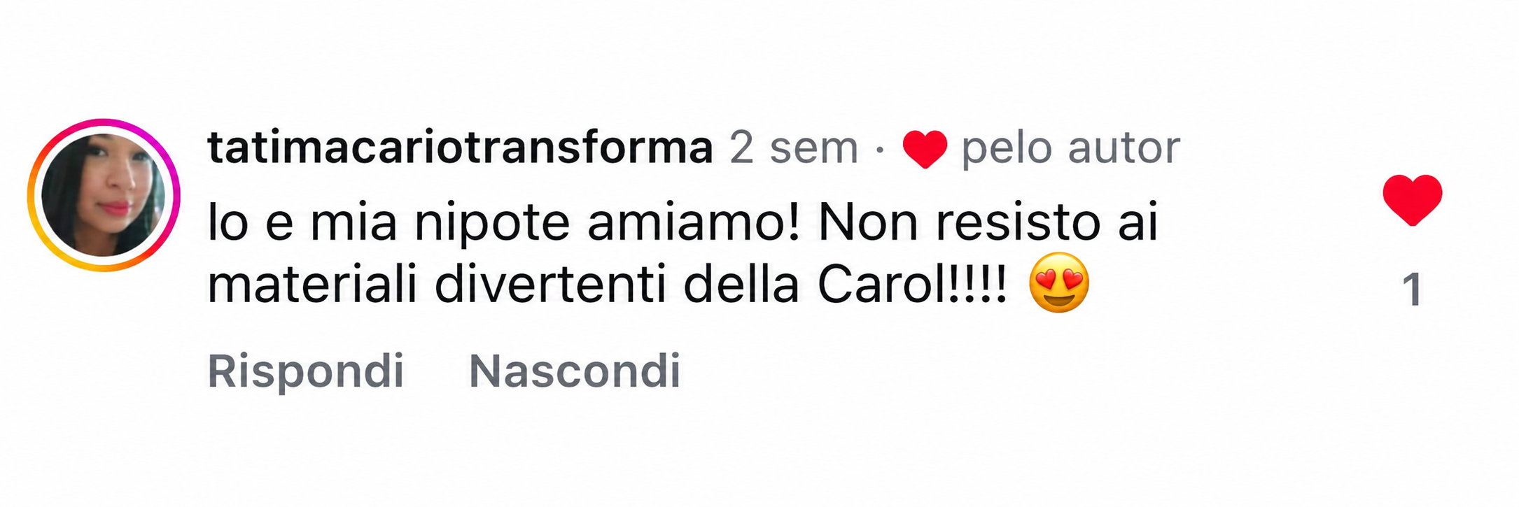 Commento di cliente sui materiali divertenti